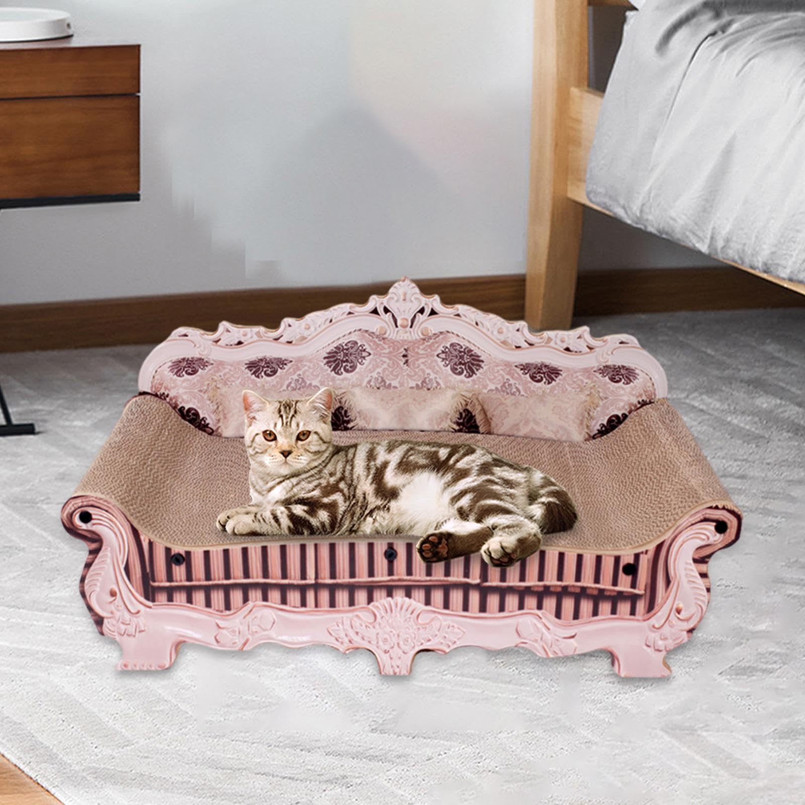 Generic Divano/letto Tiragraffi in Cartone Ondulato per Gatti, Dimensioni 20x9,5x9,5 Pollici.