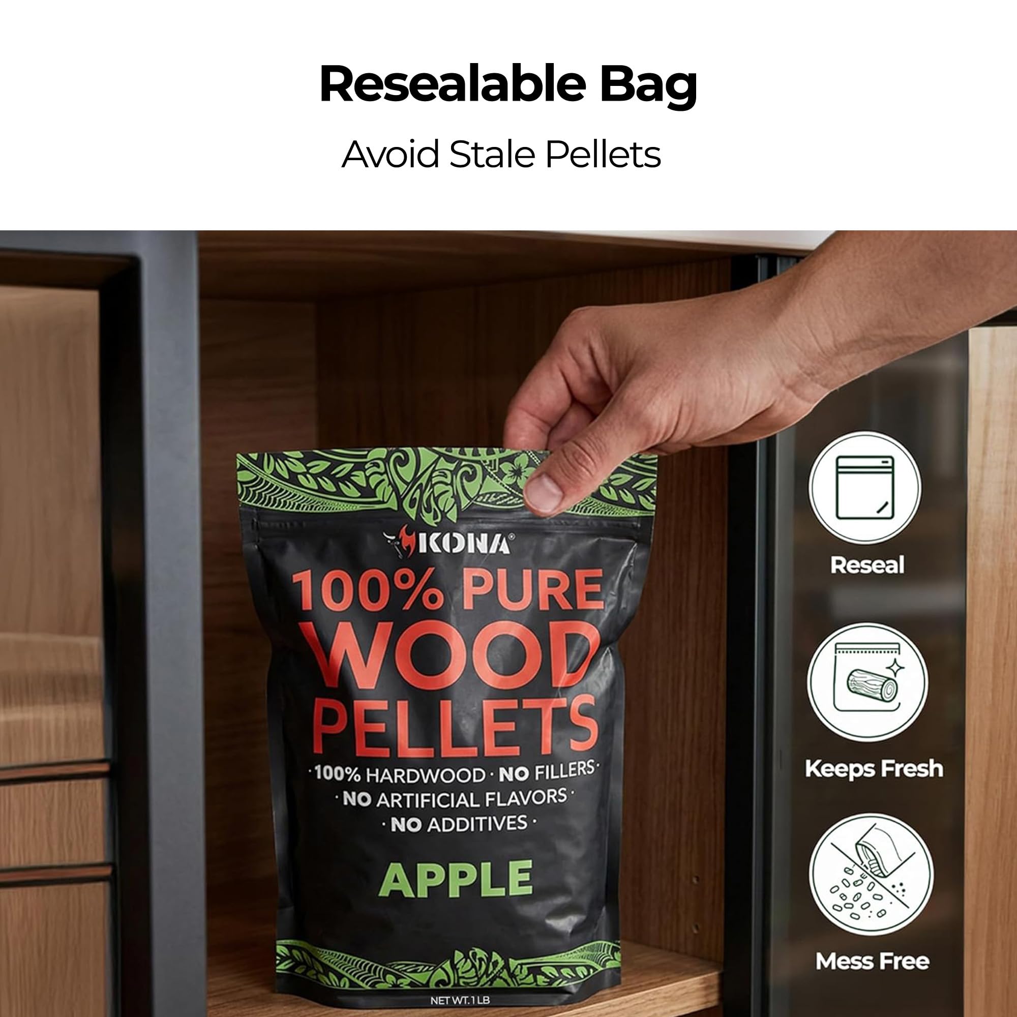 Kona Pellet di legno, confezione assortita, destinati alla griglia esterna Ninja Woodfire, forno a legna e affumicatore, sacchetti richiudibili da 3,6 kg