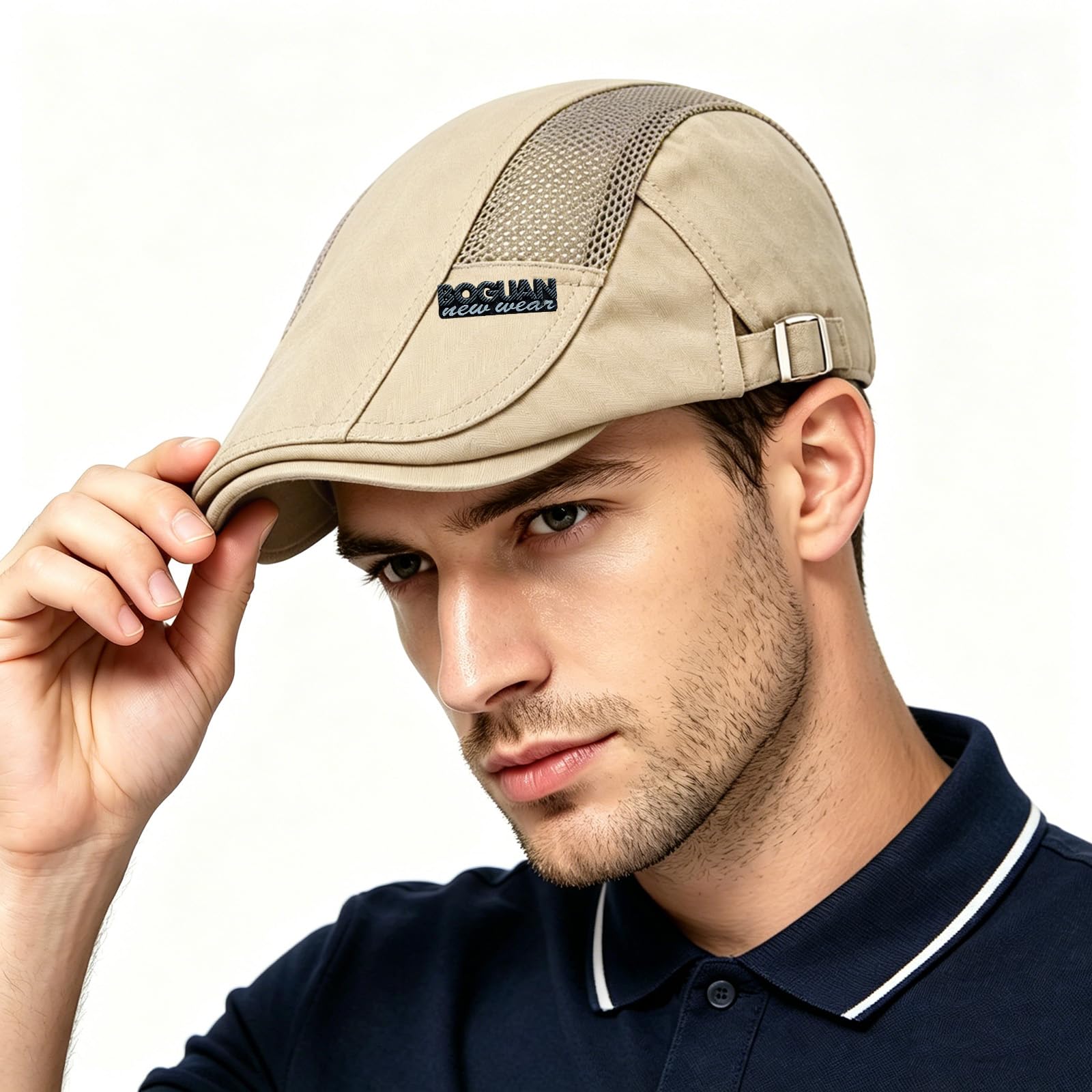 Rayson Beret Męska letnia czapka z płaskim kapeluszem, oddychająca siatka, regulowany Newsboy Flat Cap Vintage Ivy Hat