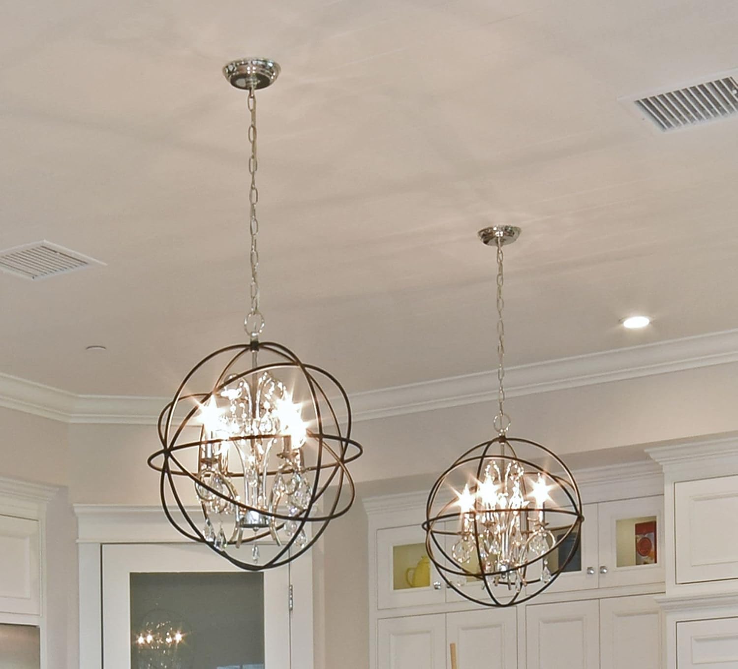 Maxim Lighting Orbit Chandelier | Polished Nickel Finish | Transitional Indoor Light Fixture | Ideal for Dining Rooms & Entryways | Home Decor Ceiling Fixture | Orbit Collection | 25140ARPN