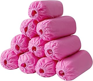 Dxcaicc 600 Pcs(300 Pairs) Reusable Boot & Shoe Covers,Shoe Covers-Disposable for Indoors, Non Slip Shoe Covers, One Size Fits Most, Keep Floors Carpets Office Rooms Clean,Pink