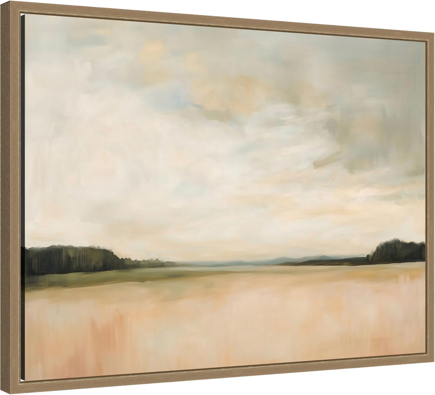 Kate and Laurel Framed Canvas Wall Art Print Evening Meadows III by Amy Lighthall, 24 x 18 Sylvie Dark Gold Frame, Modern Contemporary, Landscape Art for Wall Decor