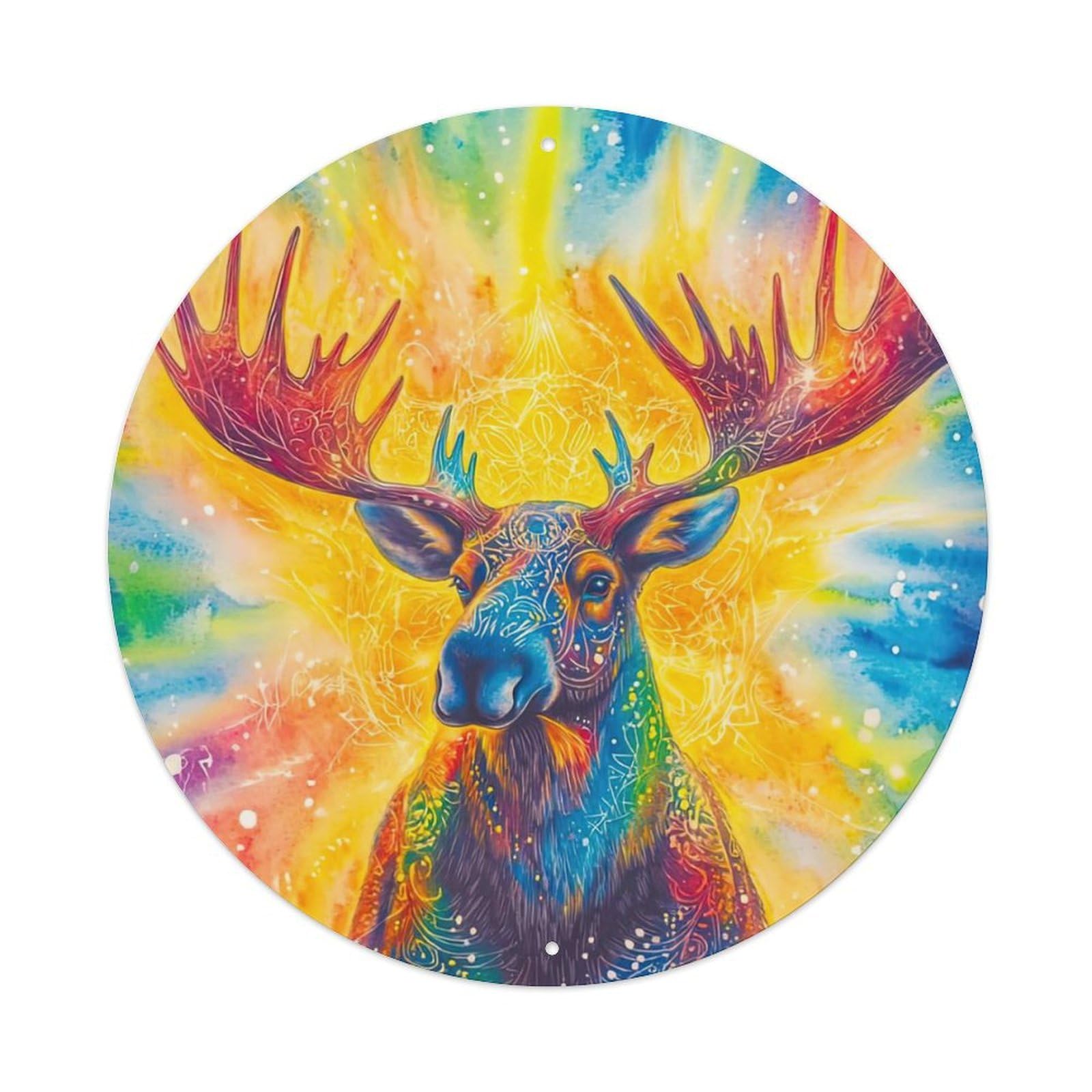 Animal Colourful Moose Artwork Vintage Metal Tin Sign Plaque Wall Decor for Cafe, Club Bar, Office, Garden Metal Poster 8x8Inch