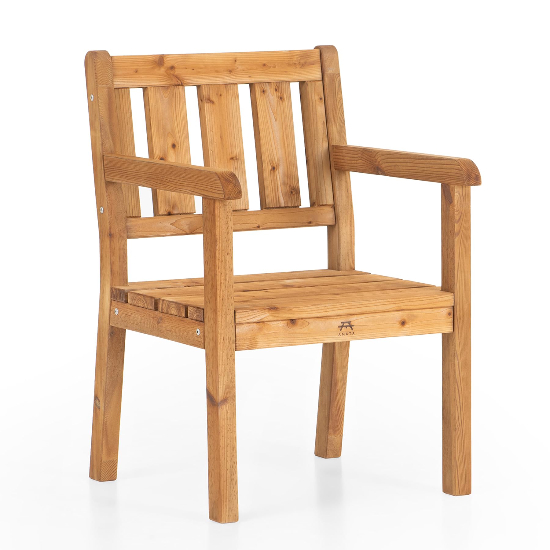 Amata UNGURS Einzelbank Modernes Design - Wetterfeste Holzbank für Draußen, Terrasse, Hinterhof und Garten Feuerstellen - Ergonomischer und Langlebiger Stuhl, Zeitloses Design (Braun)