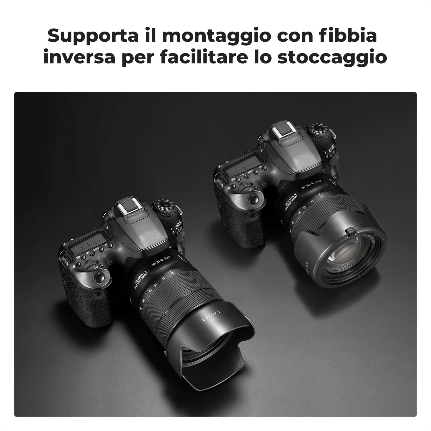 K&F Concept EW73D Paraluce a Baionetta Reversibile per CanonRF 24-105mm F4-7.1 is STM Obiettivo,Canon EF-S 18-135mm f/3.5-5.6 IS USM Obiettivo con Panno per Pulizia