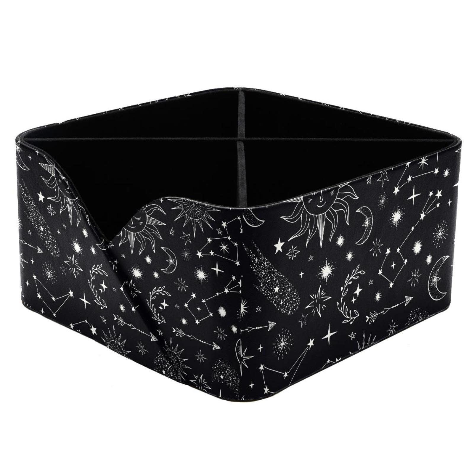 KengjuTesu Stars Comets Suns Moon Constellation Pattern Desktop Organizer Pen Holder, Rectangular Pencil Cup for Office, Study and Makeup Stations