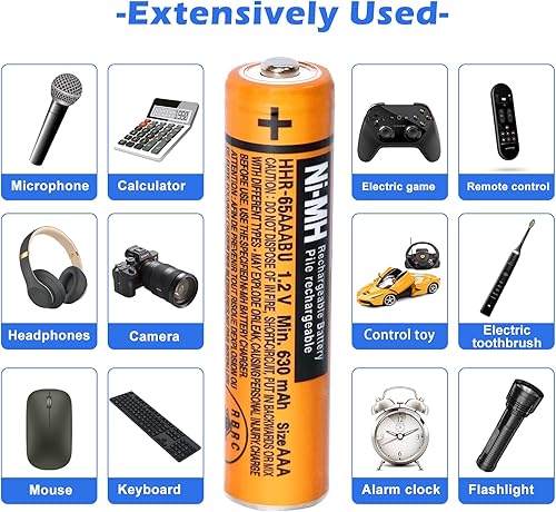 Miniatura 7 de HHR-65AAABU 630mAh NI-MH Batería AAA recargable para Panasonic 1.2V AAA batería recargable para teléfonos inalámbricos (630-4pcs)