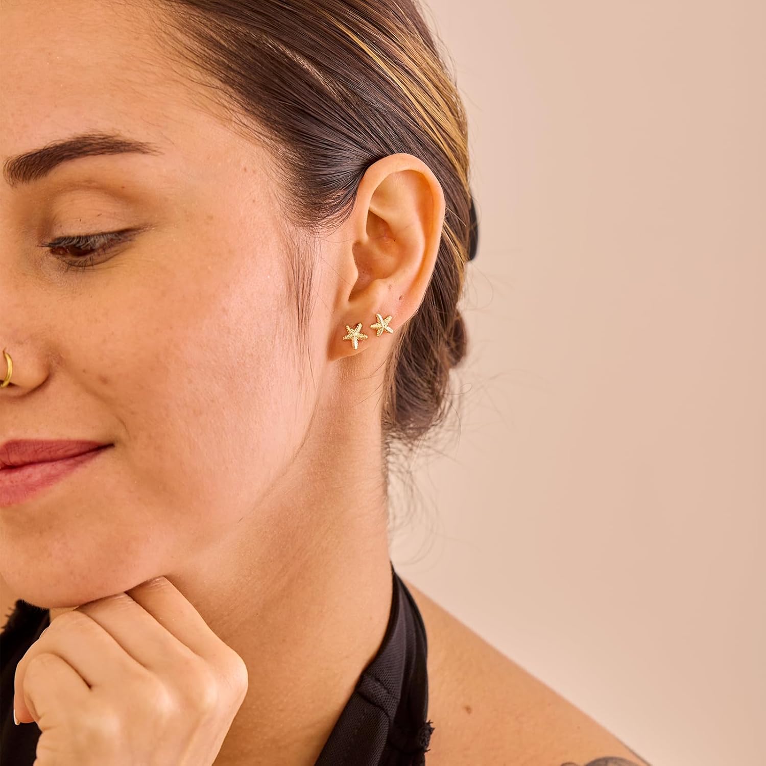 Gold Earrings for Women - 2 Pairs/1 Pairs 14K Gold/Silver Plated Small Shell, Starfish, Turtle, Seahorse, Octopus, Cicada Stud Earrings Set Summer Beachy Jewelry for Women Gifts - Image 3