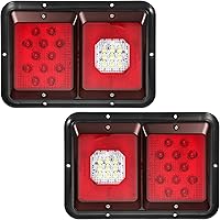 Vista 1 de Partsam 2 luces traseras LED dobles para remolque con montaje horizontal, luces traseras de doble parada, 33 LED, montaje en superficie, luces