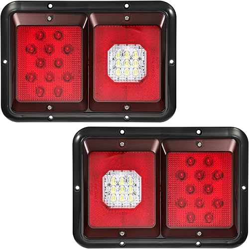 Partsam 2 luces traseras LED dobles para remolque con montaje horizontal, luces traseras de doble parada, 33 LED, montaje en superficie, luces