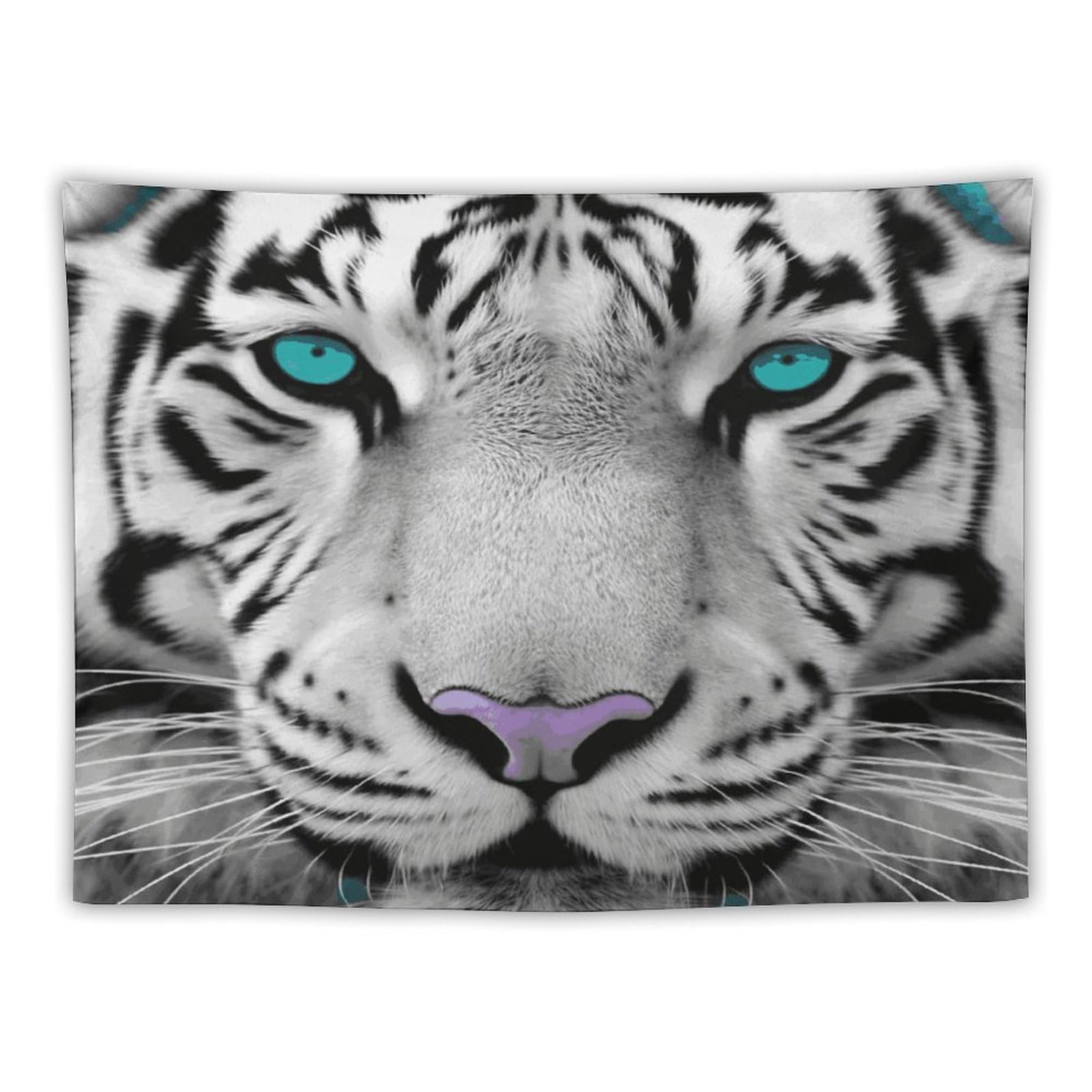 LDGSUPH Tiger with Teal Eyes Tapestry Wall Hanging Decor Anti-fading Aesthetic Wall Tapestries Fashion Wall Blanket Decor Modern Wall Art Tapestry for Bedroom Home Decor 30"x40"