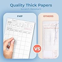 Vista 5 de FMP Brands Blocs de notas de servidor en papel, libros de cheques de invitados, total 500 hojas, 5 blocs, 100 hojas/bloc, blocs de cheques
