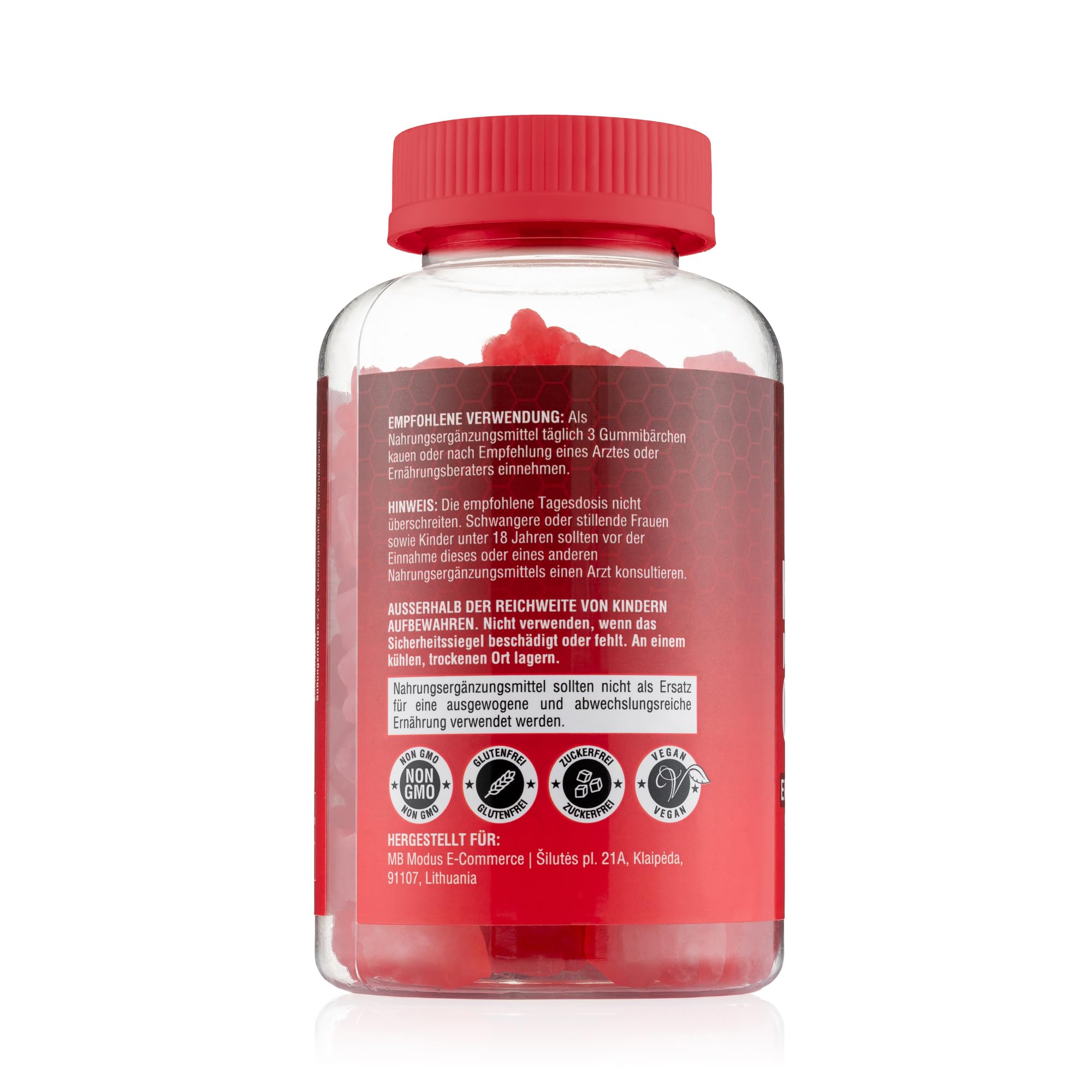 Creatin Monohydrat Gummibärchen - 5000 mg Kreatin mit BCAAs & L-Carnitin pro Dosis - Für Muskelaufbau - Zuckerfrei, Anti-Schmelz-Formel, Vegan, Glutenfrei - 30 Portionen (90 Stück, Erdbeere)