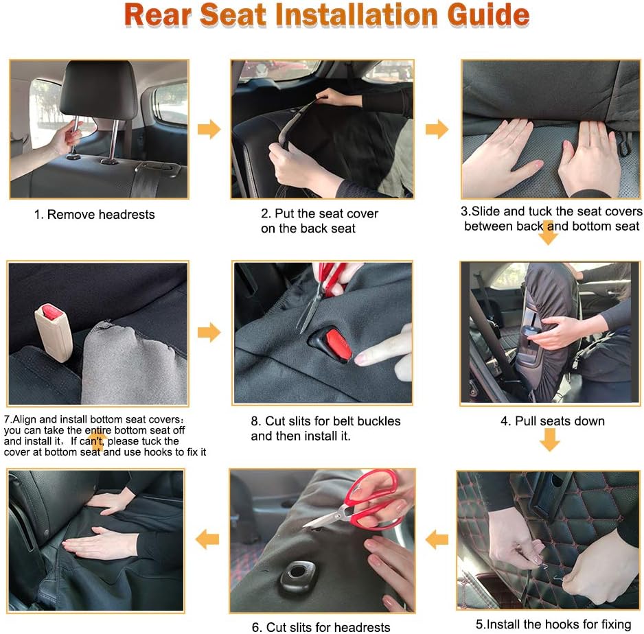 AUTO HIGH 11-Pieces Car Seat Covers Full Set - Breathable Mesh Cloth Automotive Front and Back Seat Protect Covers - Fits Most Car Truck Van SUV (Gray & Black)