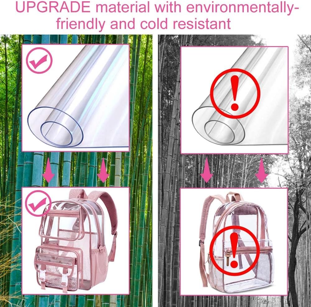 UFNDC 3PCS Clear Backpack Heavy Duty, See Through School Bag for Girls, Sequins Transparent Bookbag for Women - Image 8