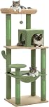 PEQULTI Cat Tree for Large Cats with Metal Frame Big Hammock, Cat Tower for Indoor Cats with 2 Door Condo House, [56.3"=143cm] Multi-Level Cat Shelves with Scratching Posts and Top Perch, Beige