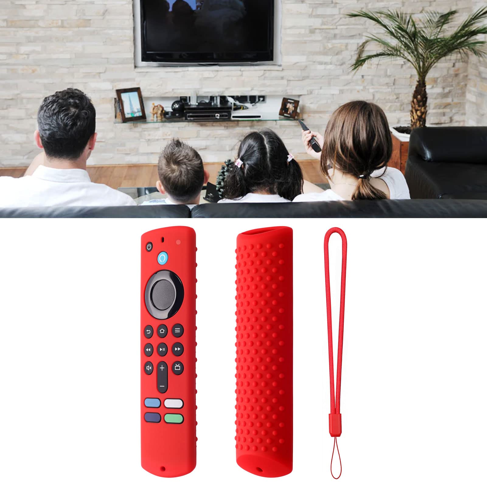 Cover in Silicone per Telecomando per Stick Custodia Protettiva in Silicone Antiscivolo con Cordino di Terza Generazione Nera per Uso Domestico (#2)