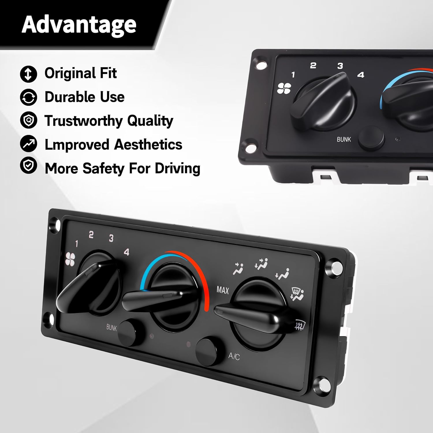 3518703C93 Heater Climate Control Panel Compatible with International 9200 9400 2000-2020 A/C Temperature Controls Switch Module Unit Replacement for 748030