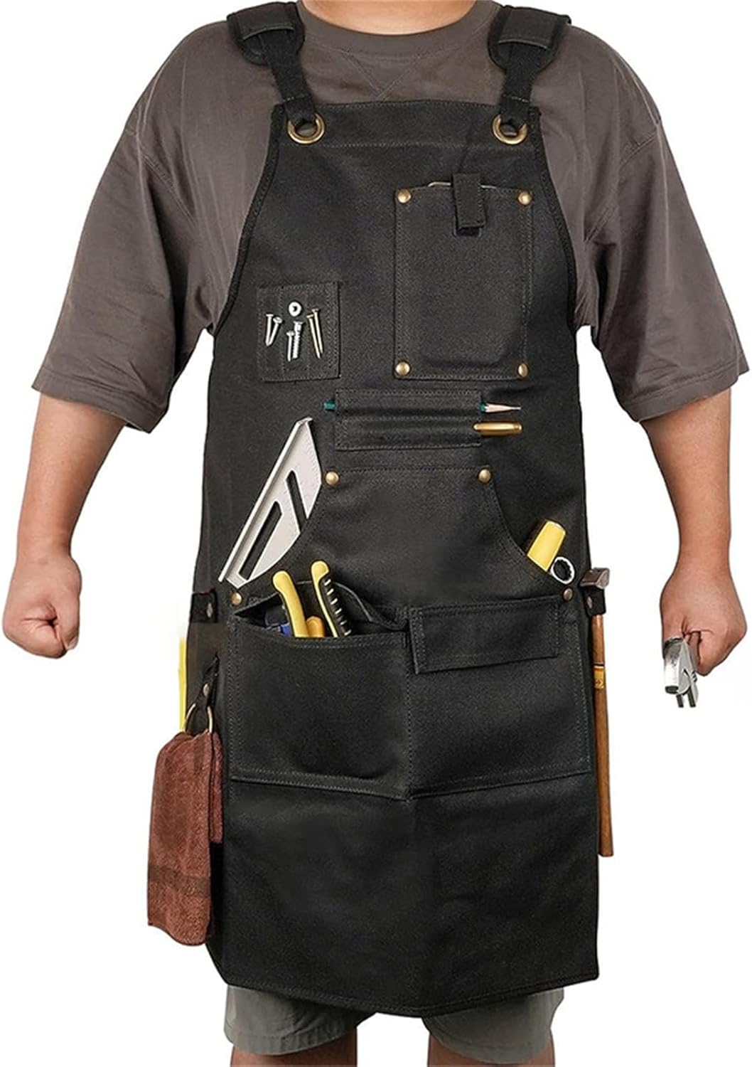 [XRALTPVYQ] エプロン 作業用 電気技師作業服厚手帆布エプロン 職人 美容師