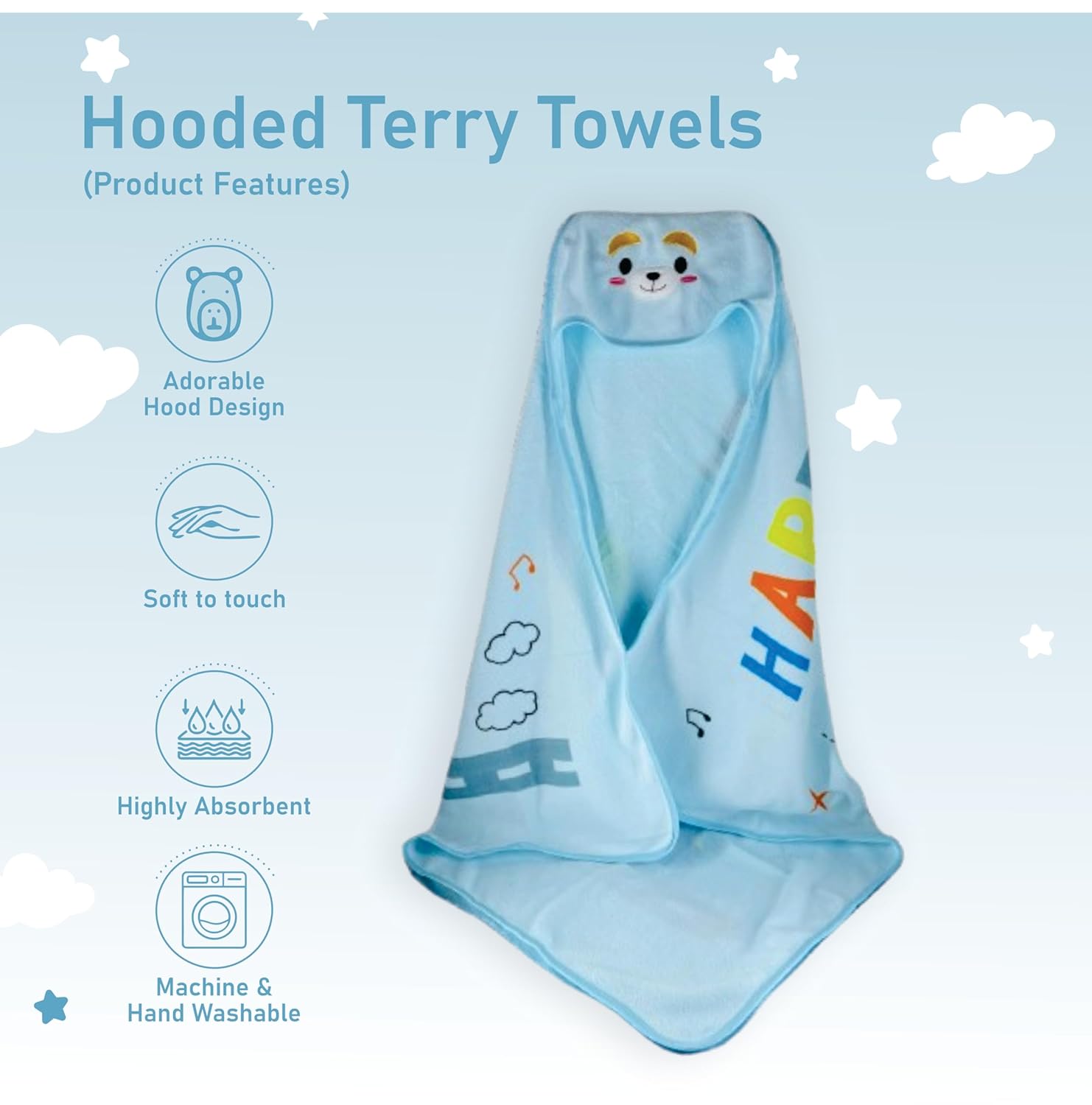 KIDS BASIC Ultra-Soft Newborns Baby Towel, Organic Cotton Baby Wrapper Cum Baby Bath Towel, Ideal for Infants & Toddlers (Design-3-Blue) offers donot miss