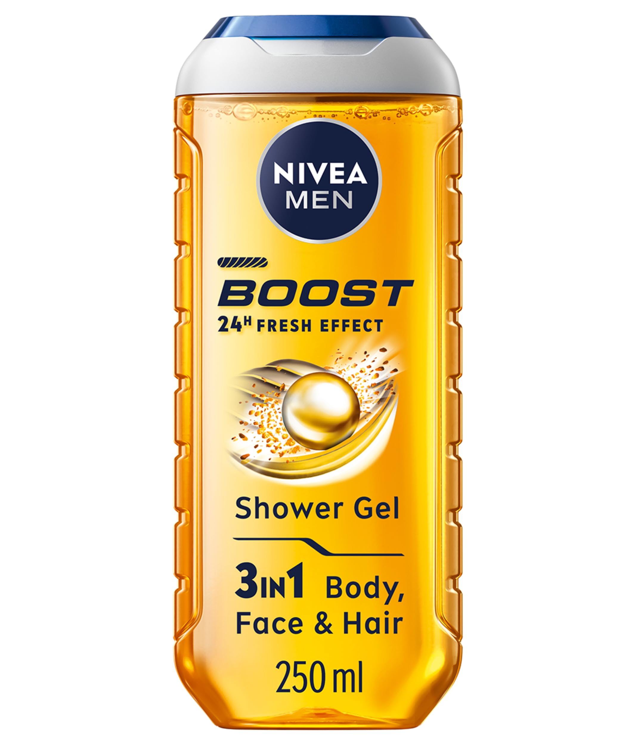 NIVEA MEN BOOST Shower Gel (500 ml), Moisturising 3-in-1 Body Wash for Men with Naturally Sourced Caffeine, Revitalising NIVEA MEN Shower Gel