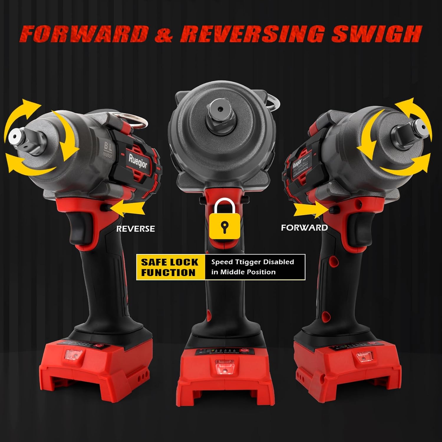 Cordless Impact Wrench 1/2" Compatible with Milwaukee 18V Battery, Impact Wrench 1000FT-LBS(1360N.m) High Torque Brushless Electric Impact, with 4 Modes Power Impact Driver for Car, Truck(No Battery)