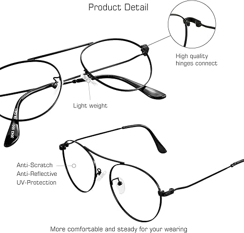 Miniatura 9 de VisionGlobal Lentes de bloqueo de luz azul para mujereshombres, antifatiga ocular, lectura en computadora, elegante marco ovalado, antirreflejos