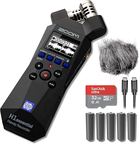 Miniatura 11 de Zoom H1essential - Grabadora de audio portátil de 2 pistas y 32 bits con micrófono Lavalier GO Lav, 5 baterías AAA, cable USB-C a USB-C y tarjeta