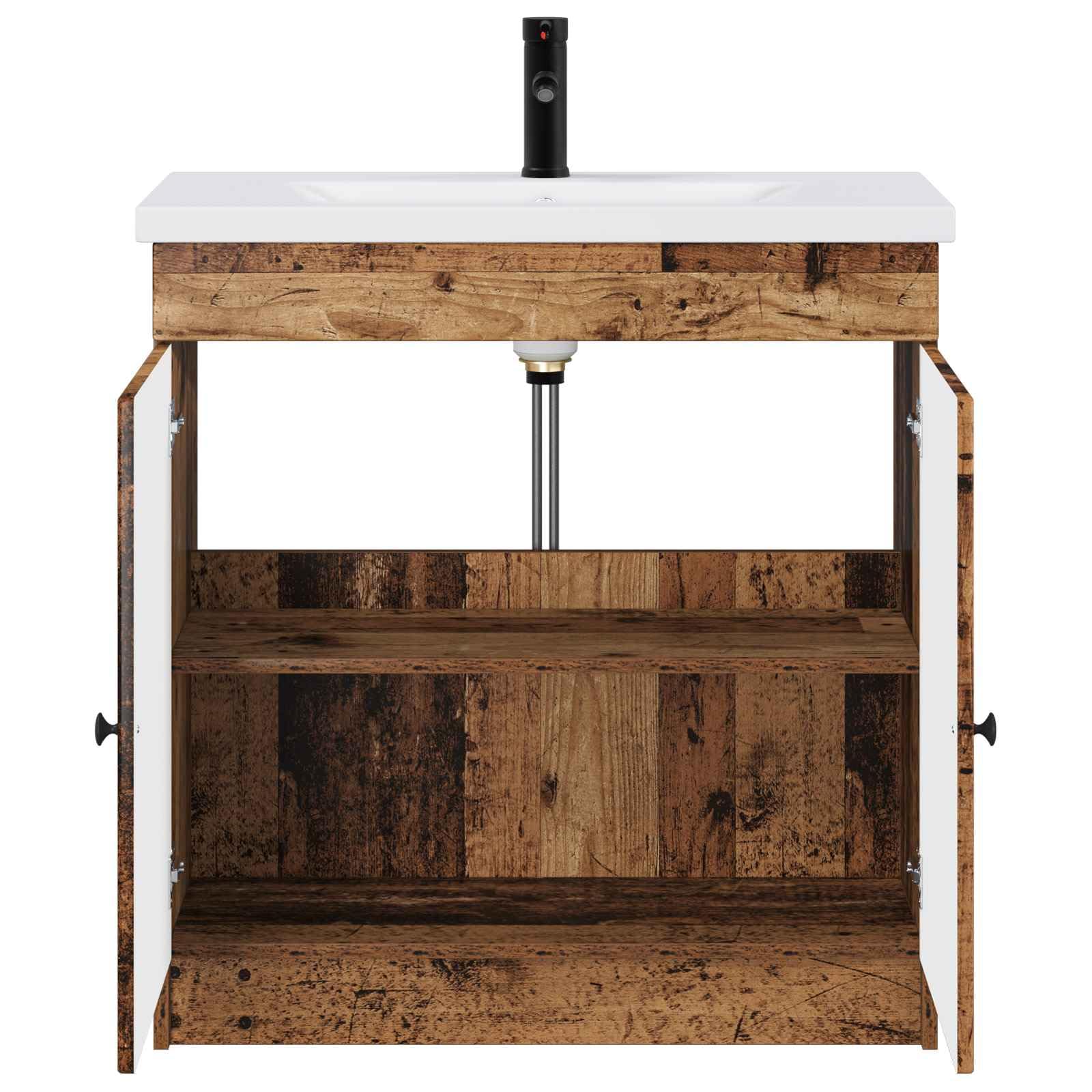 Makastle Ensemble de mobilier de Salle de Bain Bois Ancien