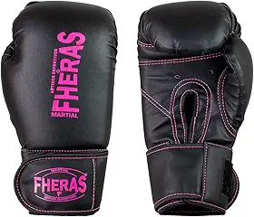 Luva de Boxe Muay Thai MMA Pro Black Pink Fheras 10Oz