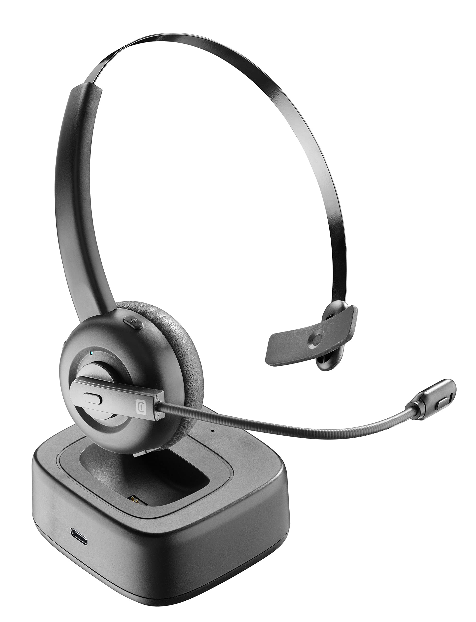 cellularline - Home Office - React - Cuffia Mono Bluetooth con Supporto Di Ricarica.