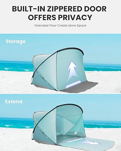 Miniatura 4 de OutdoorMaster Tienda de campaña de playa para 3-4 personas, fácil instalación y portátil, toldo de refugio solar con protección UV UPF 50+, tragaluz