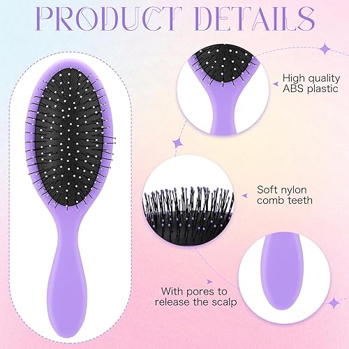 Miniatura 4 de Nuenen 6 piezas de cepillo desenredante húmedo para cabello seco, cepillo desenredante con cerdas suaves para mujeres, hombres, niñas y niños