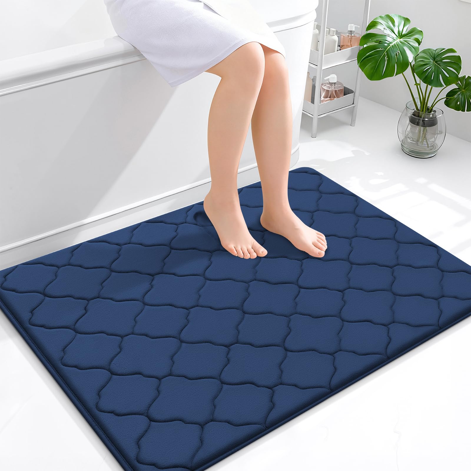 OLANLY Memory Foam Bath Mat Rug 40x32, Ultra Soft and Absorbent Bathroom Rugs, Non-Slip, Comfortable, Machine Washable Bath Carpet for Bathroom Floor,