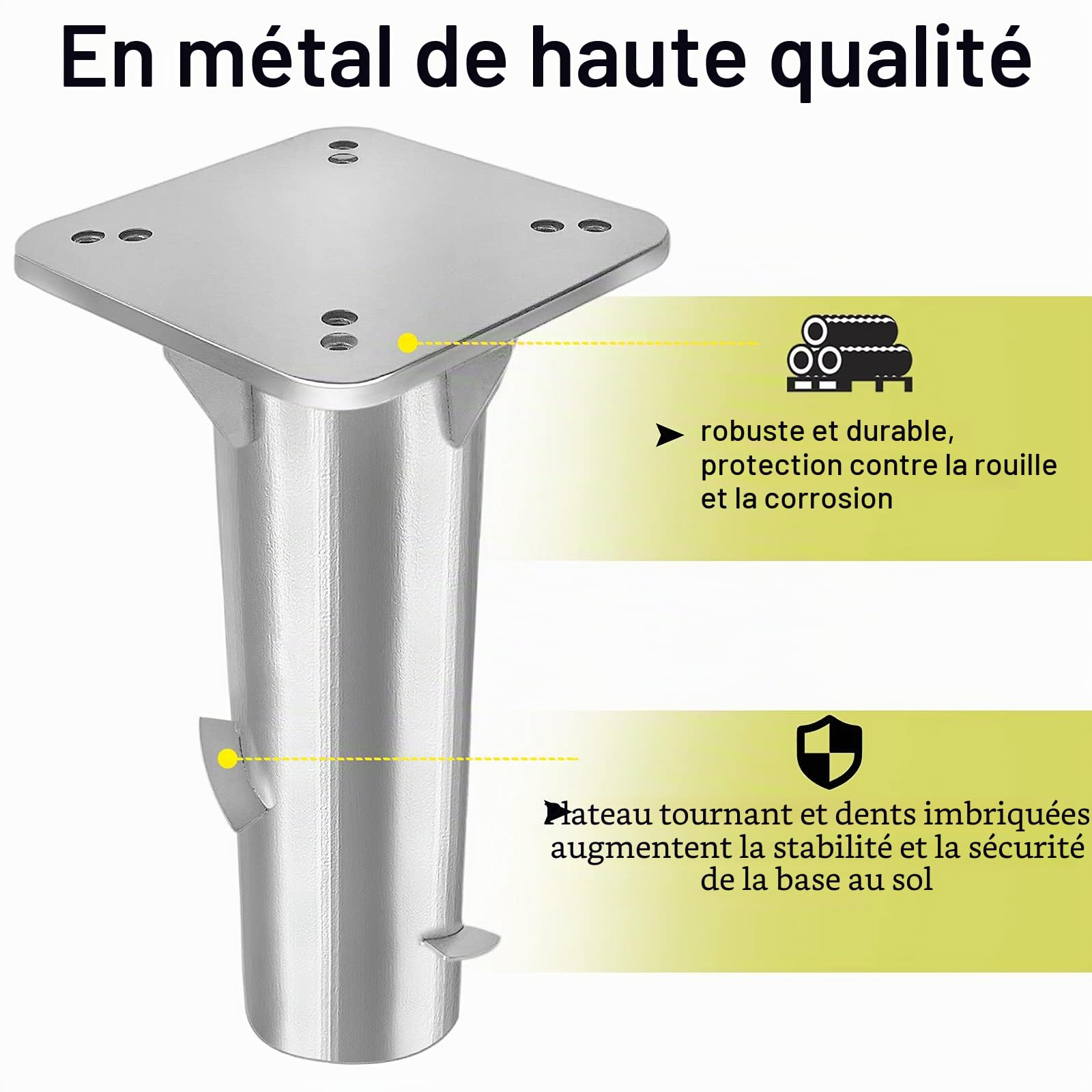 LARS360 Lot de 2 douilles de sol universelles en métal avec plaque de base pour parasols