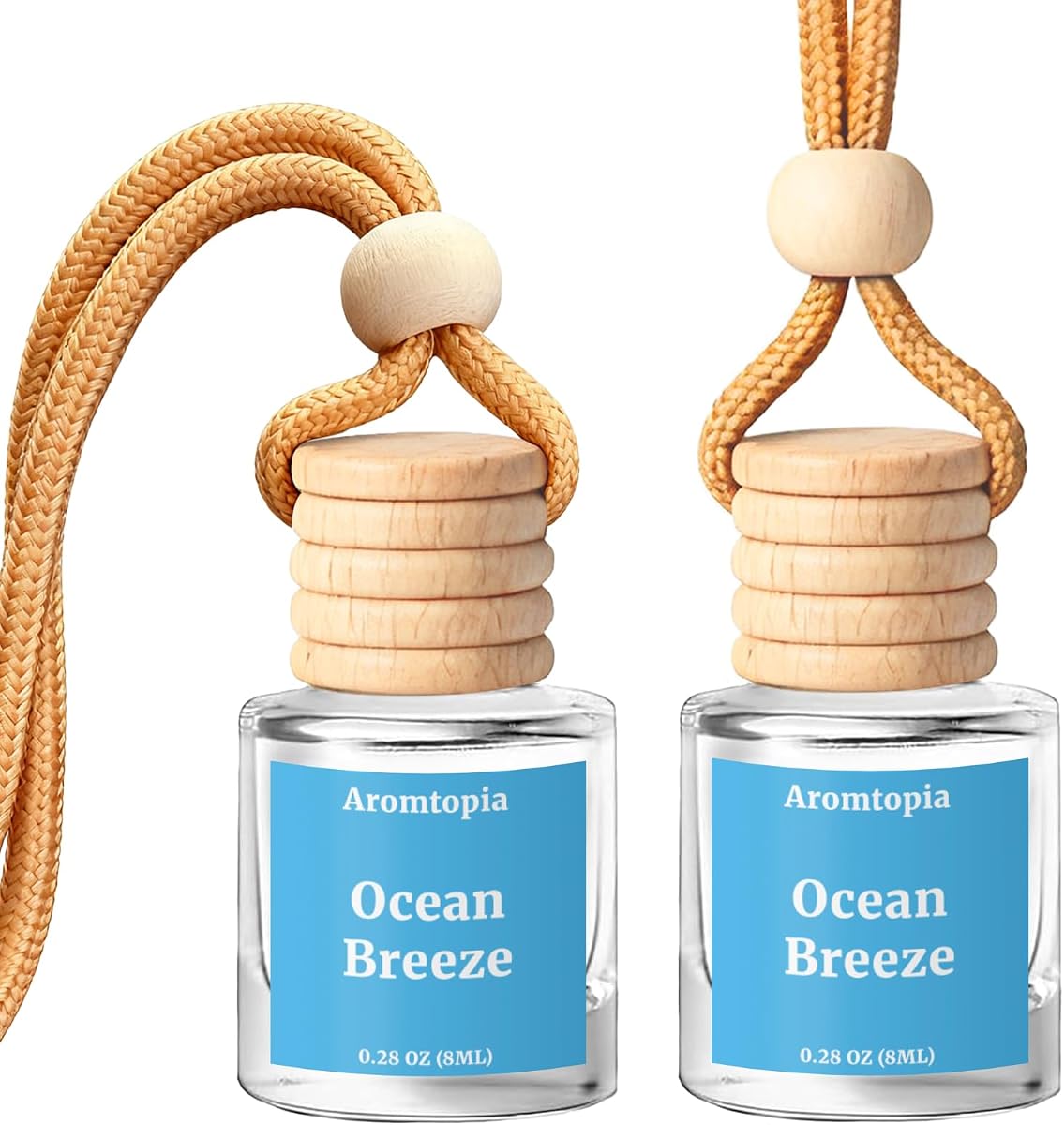 Car Air Fresheners, Hanging Car Essential Oil Diffuser Ocean Breeze, Aromtopia Long-Lasting Refreshing Odor Eliminator 2 Pack