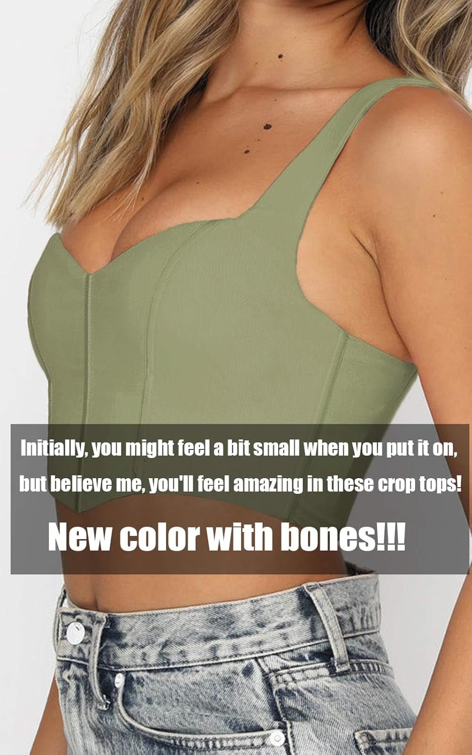 Women Y2k Corsets Square V Neck Double Lined Crop Tank Top Sexy Dance Tops - Image 5