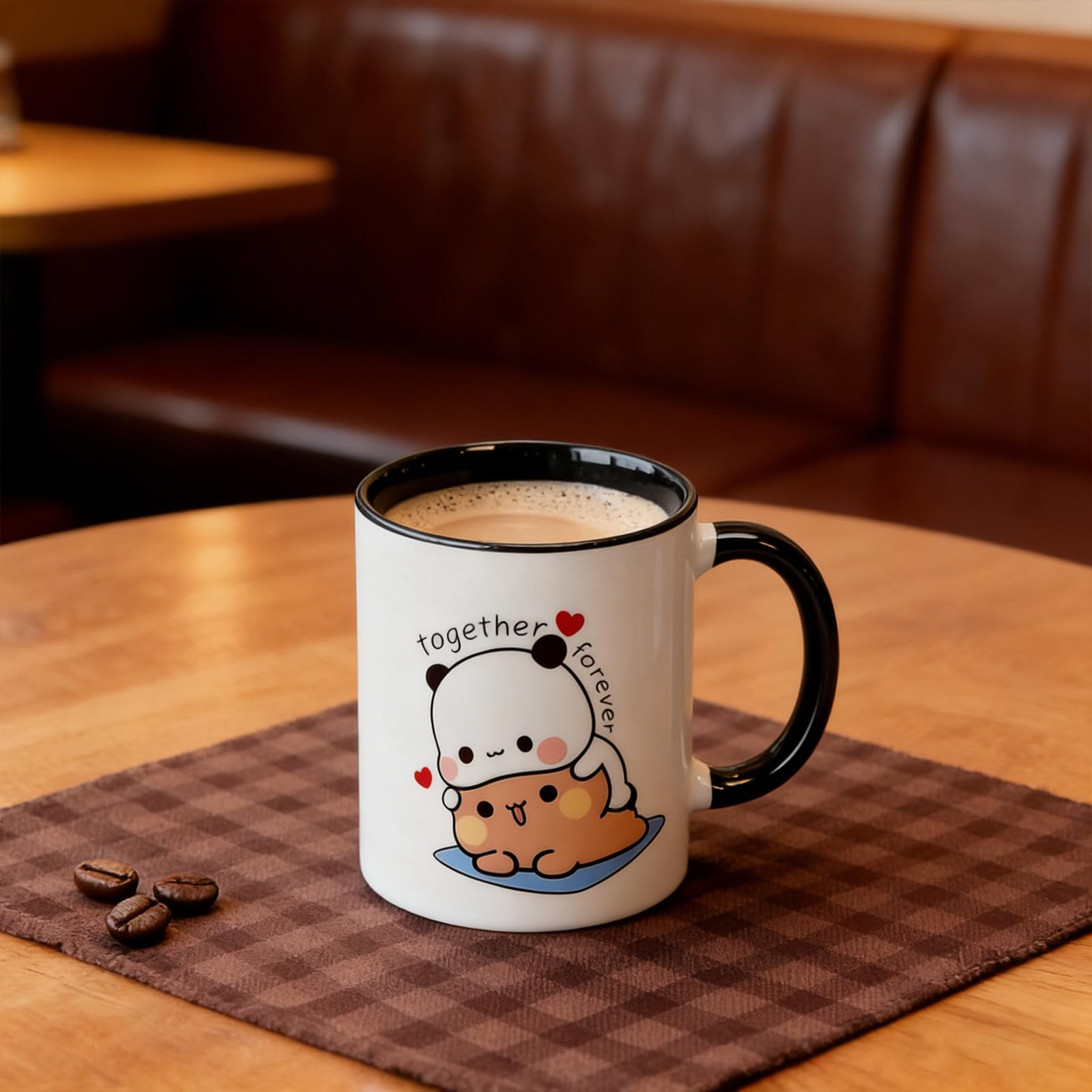 Kubek estetyczny dla Bubu Dudu 330 ml, ceramiczny kubek dla Dudu Bubu, uroczy kubek na herbatę i kawę, niedźwiedź i panda, zabawne kubki, zabawne kubki kawowe jako najlepszy prezent