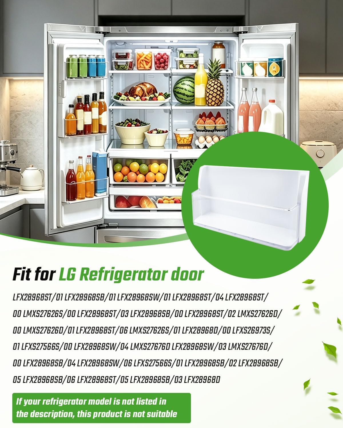 AAP73631802 Refrigerator Left Bottom Door Shelf Bin Assembly Fit for LG