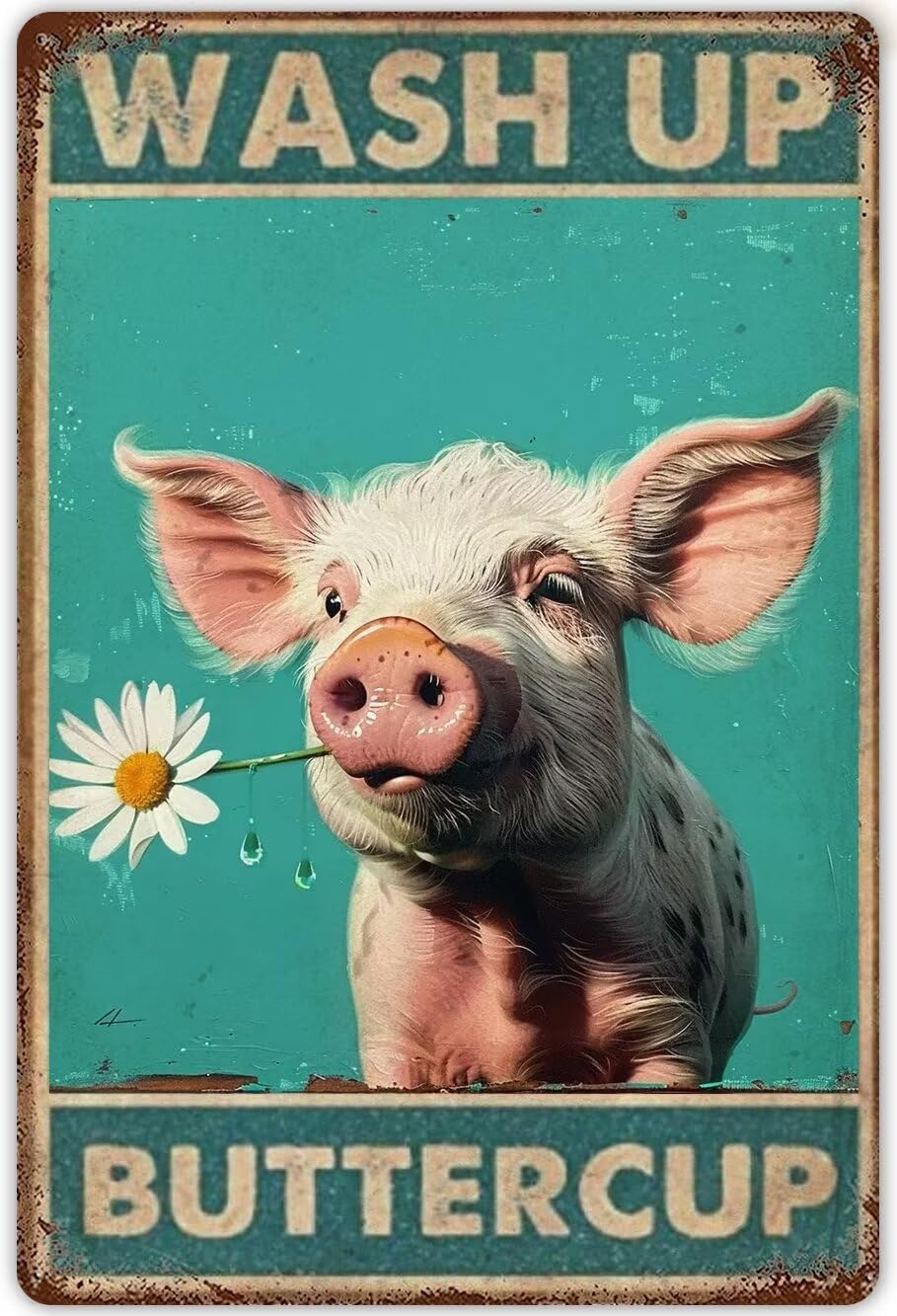 Anceky Pig Bathroom Painting Canvas Wall Art Living Room Posters Wash Up Buttercup Funny Bathroom Decor Wall Decor s For Retro Poster Bedroom Garage Club Bar Painting Unframed 20x30 Inch