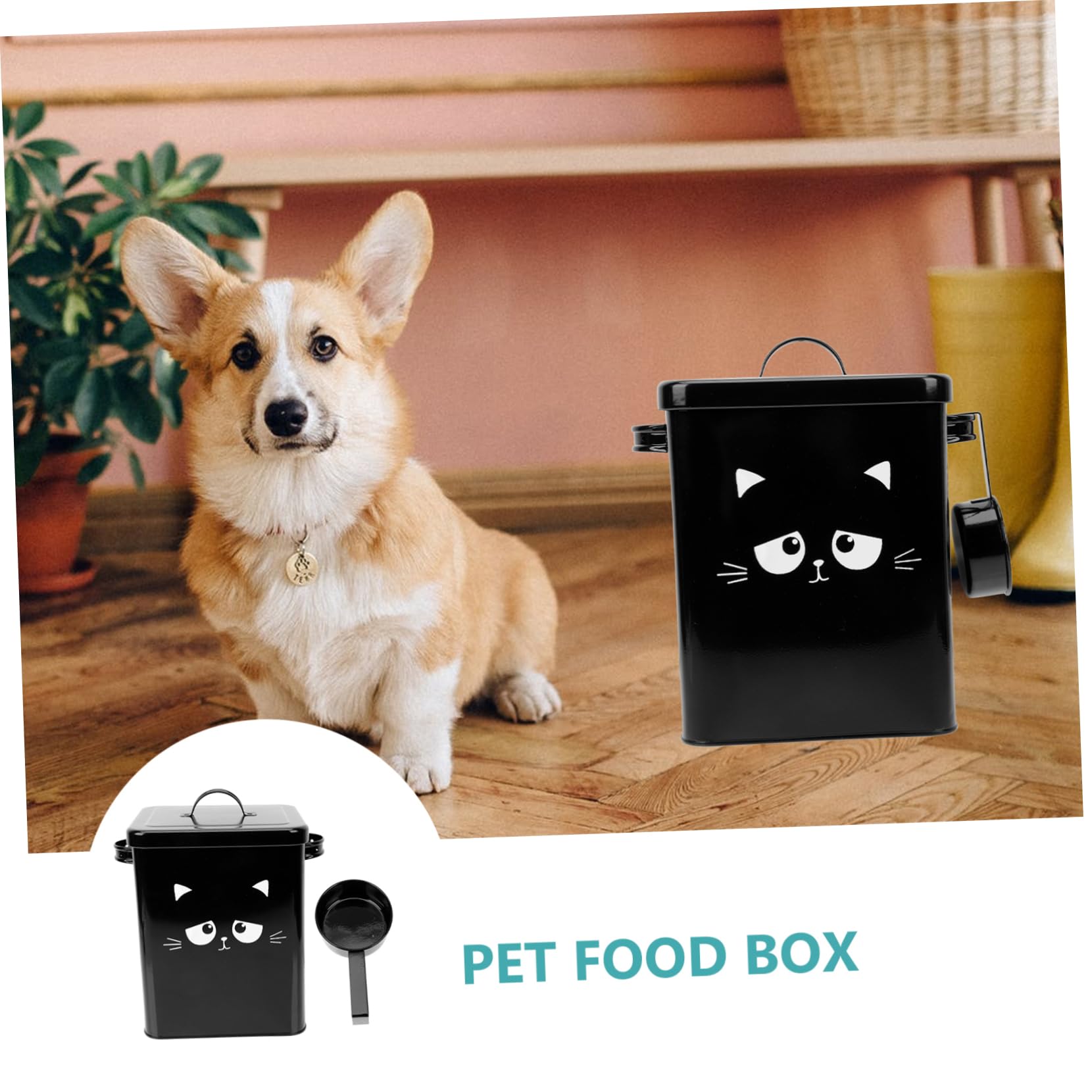 Secchio per cibo per cani, ermetico, con cucchiaio, capacità per gatti e cani, per conservare cibo e snack