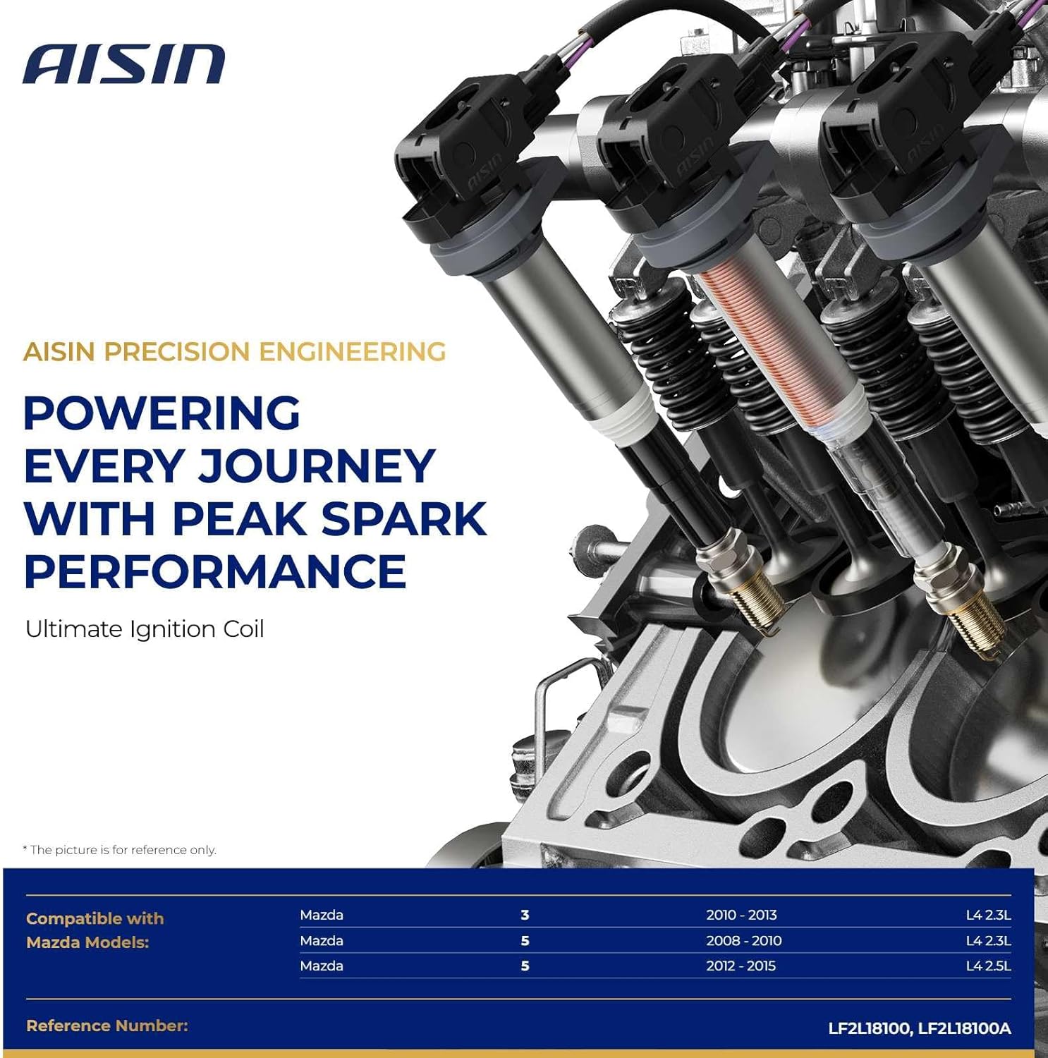 AISIN AFTERMARKET ESCZ-00512 Pack of 4 Ignition Coils - Compatible with Mazda 3 2010-2013 2.3L, Mazda 5 2008-2010 2.3L, Mazda 5 2012-2015 2.5L - 4Cyl