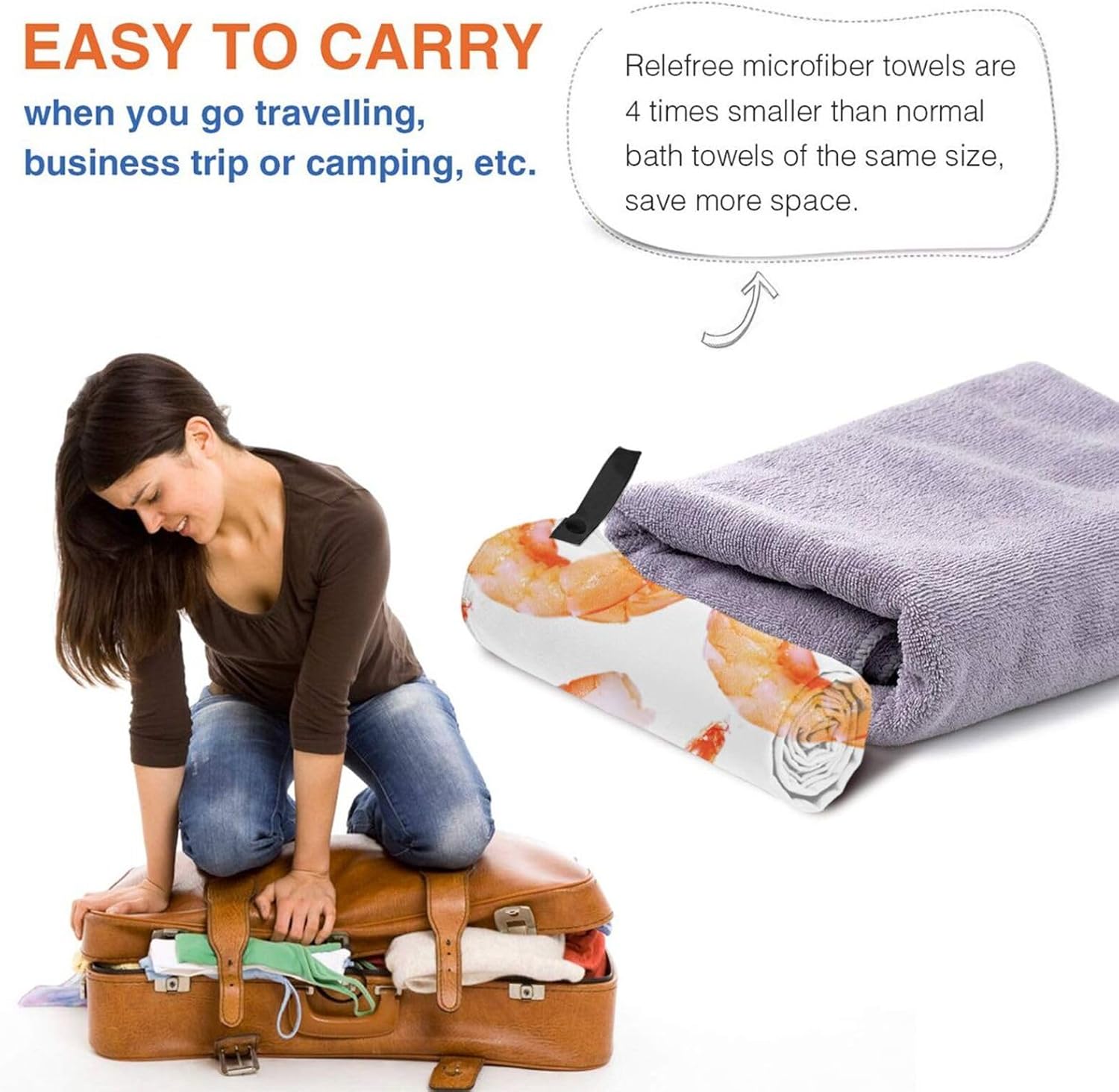 Glutton Shrimps Quick Drying Bath Towel,Microfibre Soft Large Bath Towel,Highly Absorbent Dry Quickly Bath Sheet