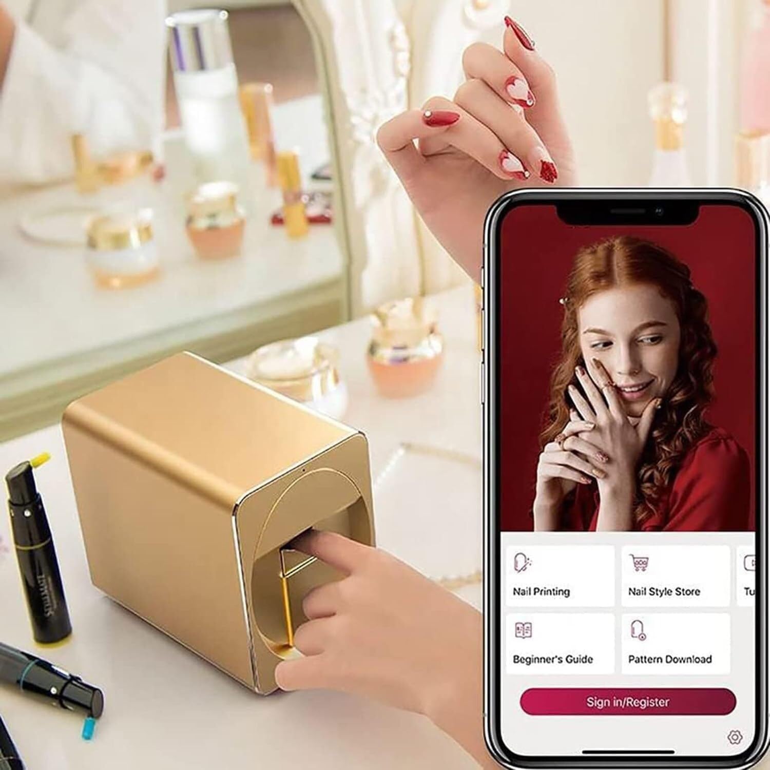 Portable Mobile Nail Art Printer, Nail Art Printer, 3D Automatic Nail Art Printer, Suitable for Nail Art Studio/Nail Artist/Nail Art Enthusiasts