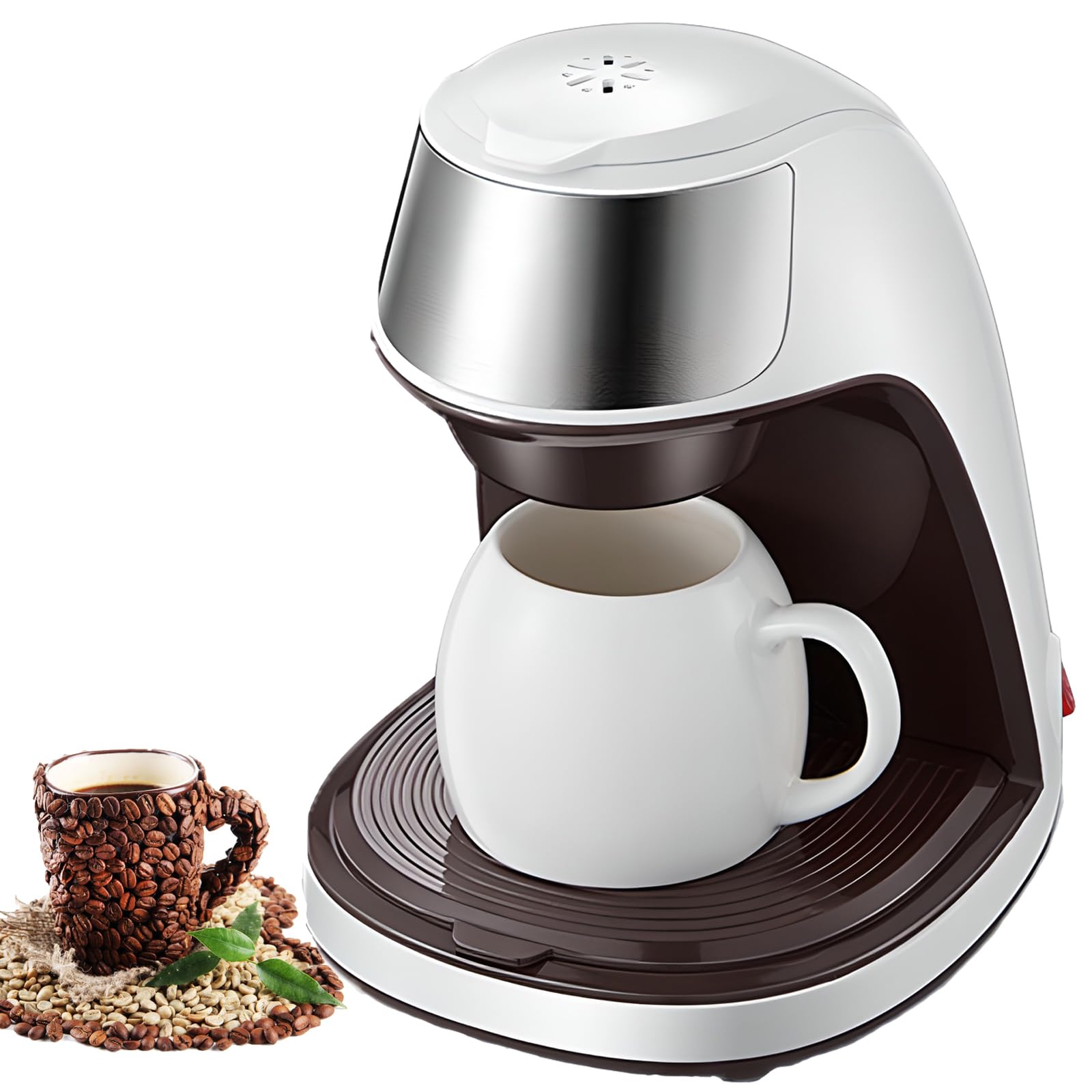 Café électrique 0.3 L : cafetière automatique compacte de bureau en acier inoxydable