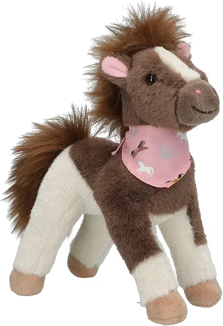 Peluche Cheval Miss Melody Marron et Blanc - 18 cm - Cadeau Fille