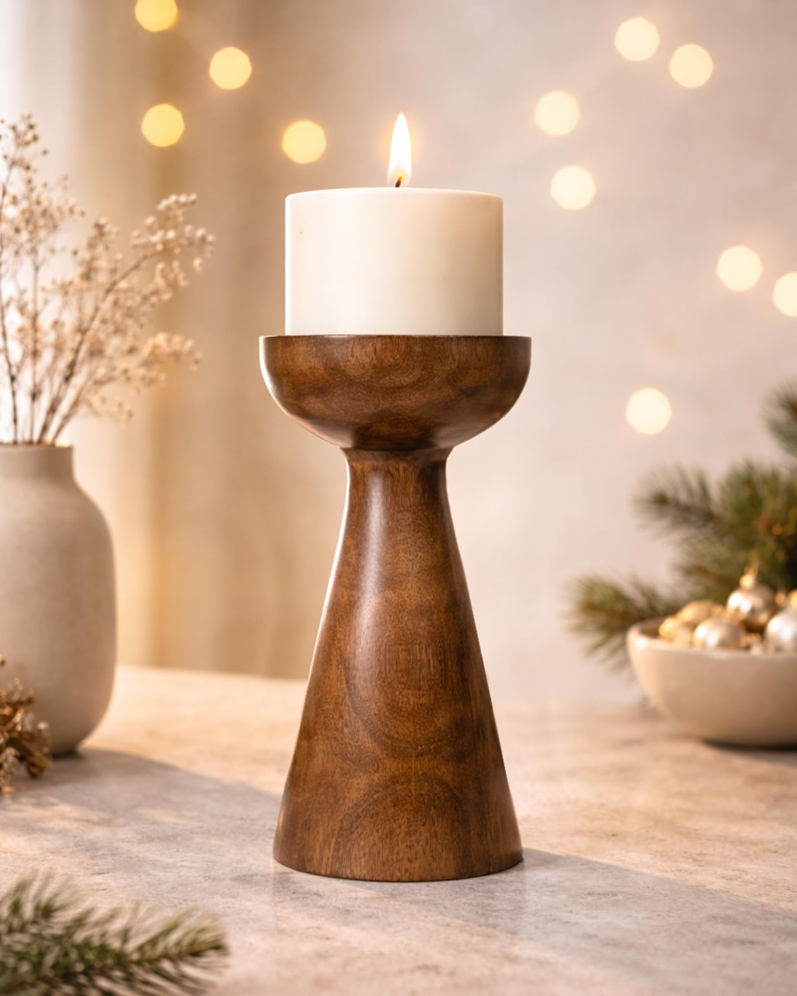 Homesake Wooden Candle Stand Set - Rustic Home Decor -9 Homesake Wooden Candle Stand Set - Rustic Home Decor -9