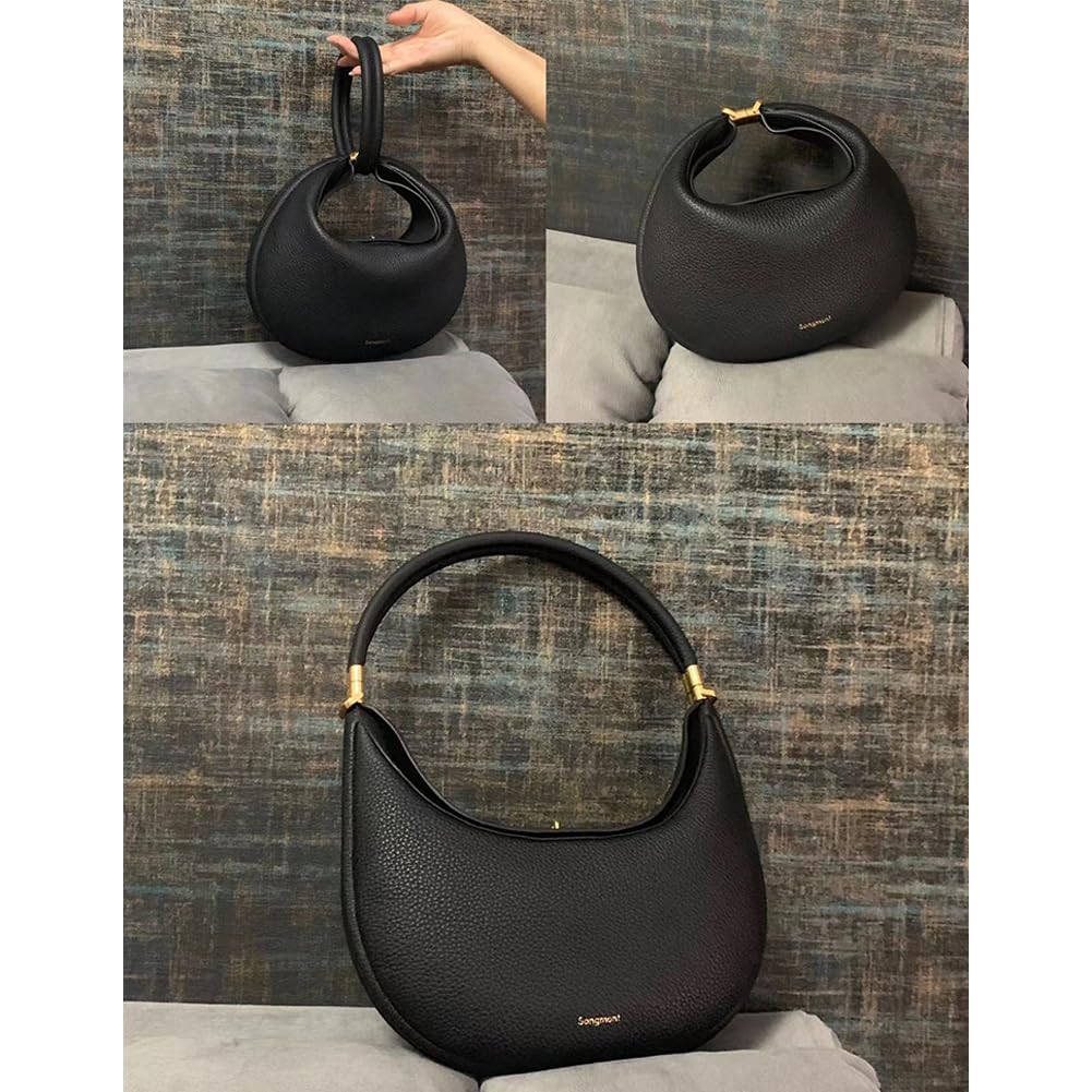 Luna Bag, Half Moon Bag for Women, Small Elegant Leather Crossbody Bag, Cream Crescent Handbag