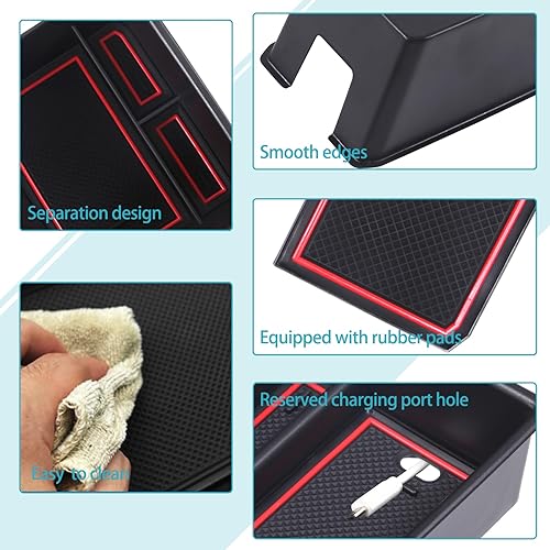 Miniatura 5 de Aunginsy Caja de almacenamiento para reposabrazos compatible con Audi Q4 E-Tron 2022 2023 2024 2025, bandeja organizadora de consola central de