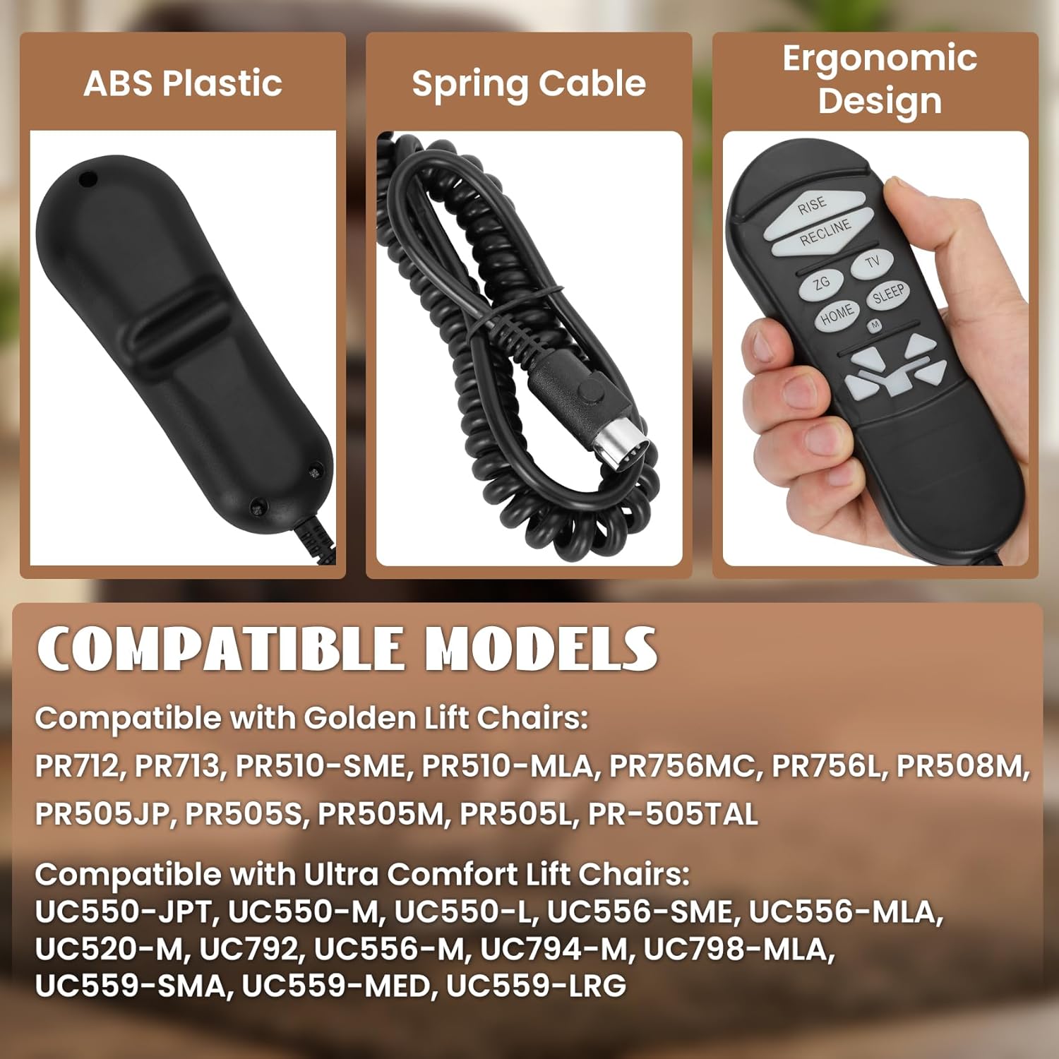 ZKAD-5 5-Pin Lift Chair Remote, Compatible with Golden & Ultra Comfort 2-Motor Recliners with 11-Button (Sit/Home, Not Twilight), Replacement for ZKAD-2/3/4/5